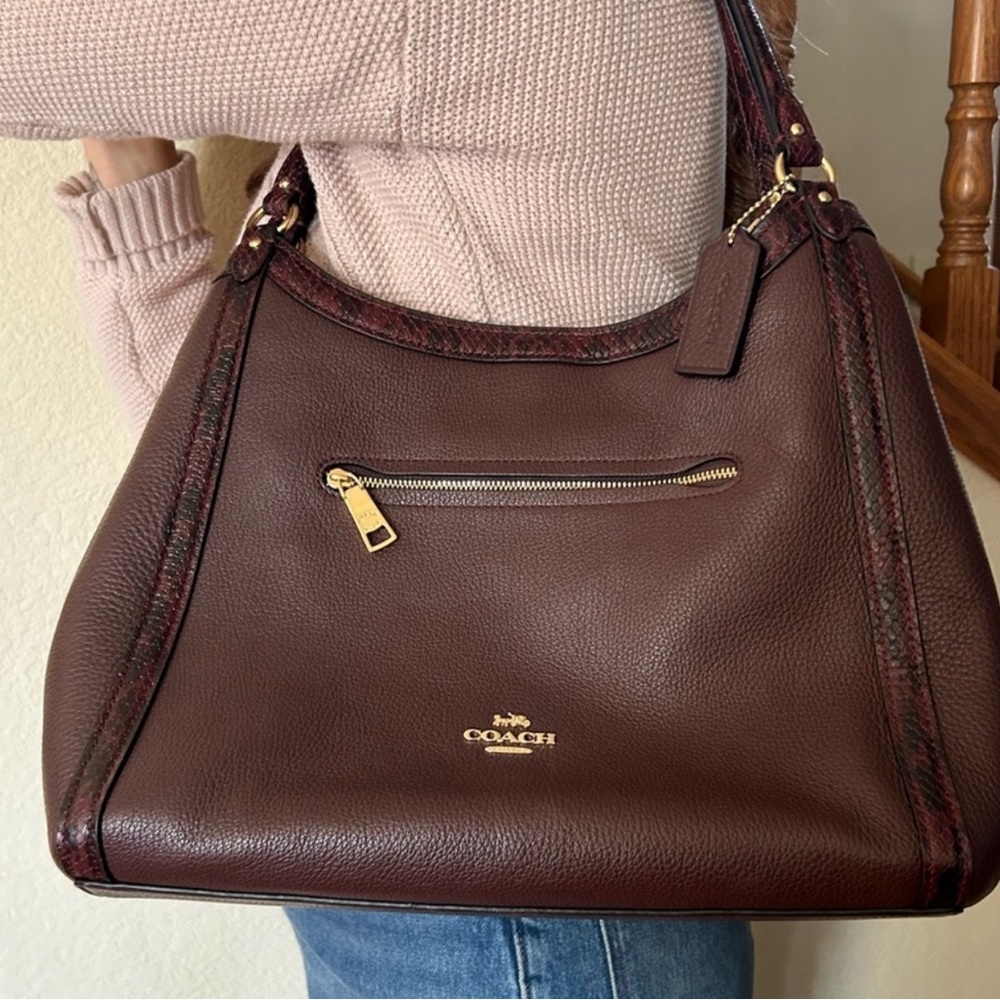Coach Dark Brown Leather Hobo Tote with Gold Hardware - Picture 10 of 11